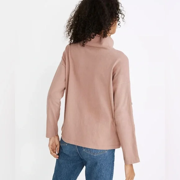 Madewell | EUC small light pink/peach button-sleeve turtleneck top - Picture 2 of 10